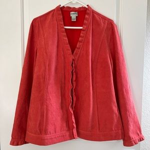 Chico’s Faux Suede Ruffled Blazer